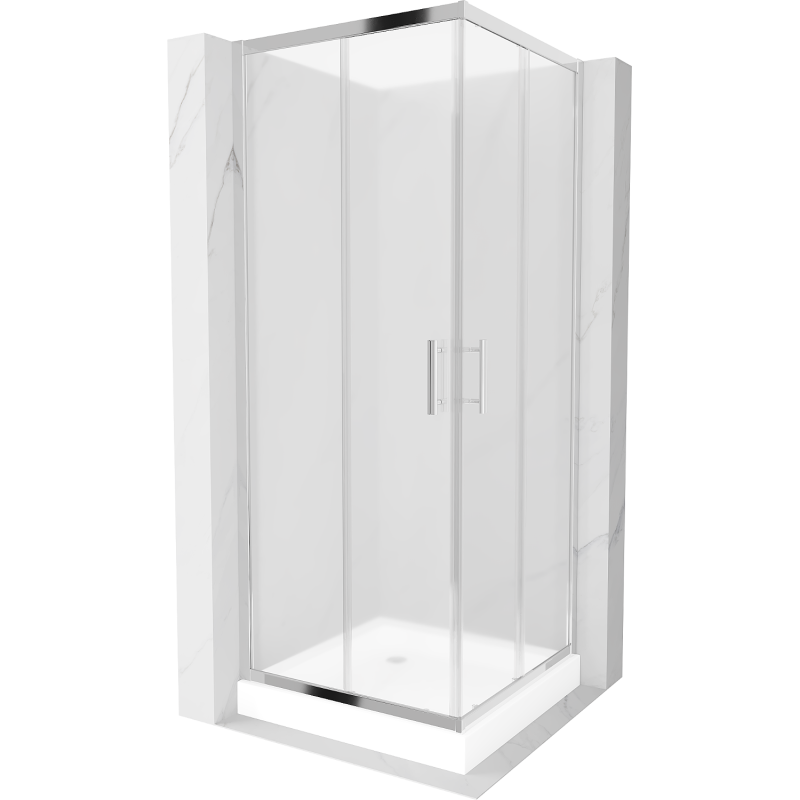 Mexen Rio cabina de duș pătrată 80 x 80 cm, ceață, crom + cadă de duș, alb - 860-080-080-01-30-4510