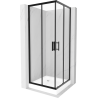 Mexen Rio cabina de duș pătrată 80 x 80 cm, transparentă, neagră + cadă de duș, albă - 860-080-080-70-00-4510