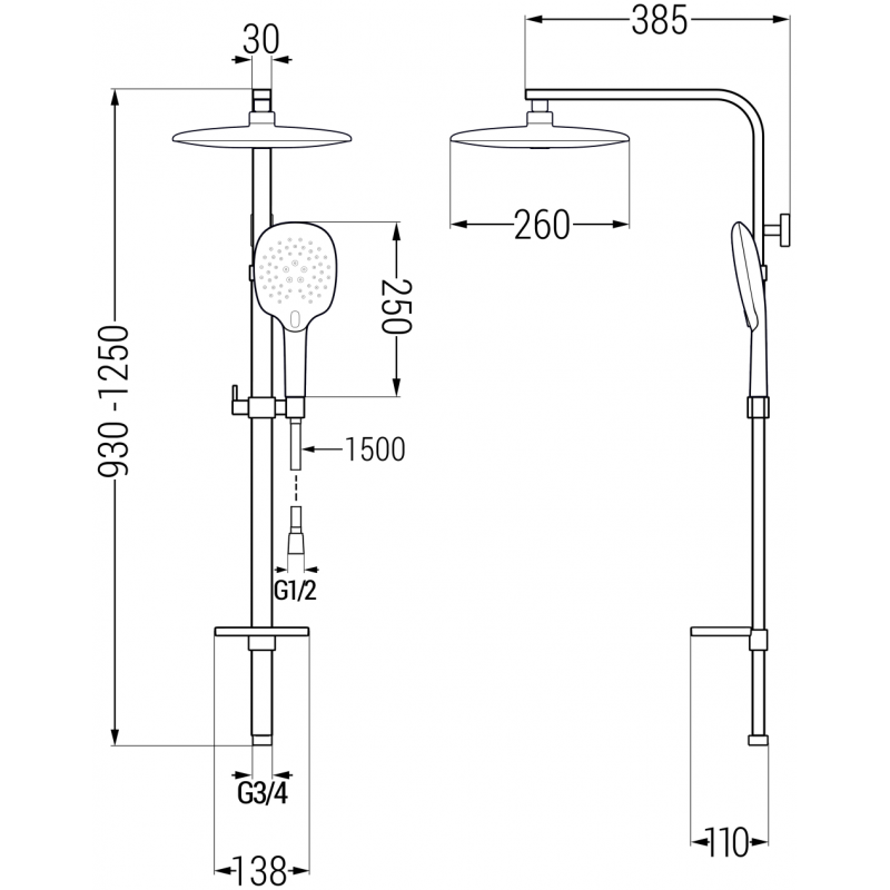 Mexen Q22 zuhanyoszlop, króm - 798222295-00