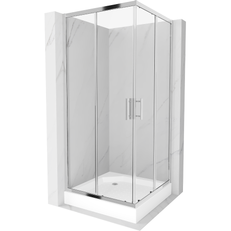 Mexen Rio cabină de duș pătrată 90 x 90 cm, transparent, Crom + cadă de duș Rio, Albă - 860-090-090-01-00-4510
