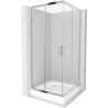 Cabină de duș pătrată Mexen Rio 90 x 90 cm, transparentă, crom + cadă de duș Rio, albă - 860-090-090-01-00-4510