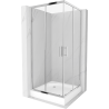 Mexen Rio cabină de duș pătrată 90 x 90 cm, transparent, Crom + cadă de duș Rio, Albă - 860-090-090-01-00-4510