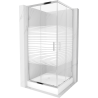 Mexen Rio cabină de duș pătrată 90 x 90 cm, Dungi, Crom + cadă de duș Rio, Albă - 860-090-090-01-20-4510