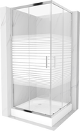 Mexen Rio cabină de duș pătrată 90 x 90 cm, Dungi, Crom + cadă de duș Rio, Albă - 860-090-090-01-20-4510