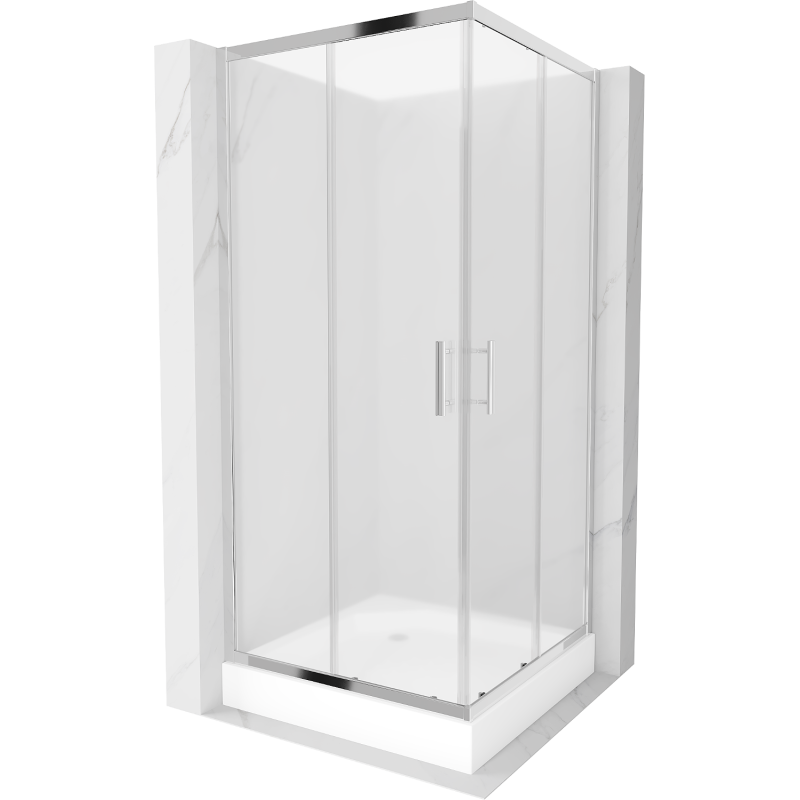 Mexen Rio 90 x 90 cm-es, szögletes zuhanykabin, deres, króm + fehér zuhanytálca - 860-090-090-01-30-4510