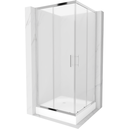 Cabină de duș pătrată Mexen Rio 90 x 90 cm, mat, crom + cadă de duș Rio, alb - 860-090-090-01-30-4510