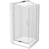 Cabină de duș pătrată Mexen Rio 90 x 90 cm, mat, crom + cadă de duș Rio, alb - 860-090-090-01-30-4510