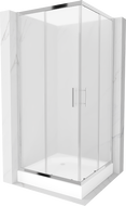 Cabină de duș pătrată Mexen Rio 90 x 90 cm, mat, crom + cadă de duș Rio, alb - 860-090-090-01-30-4510