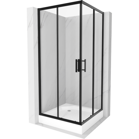 Mexen Rio cabină de duș pătrată 90 x 90 cm, transparent, Neagră + cadă de duș Rio, Albă - 860-090-090-70-00-4510