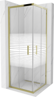 Mexen Rio 70 x 70 cm-es szögletes zuhanykabin, fehér csíkokkal, arany - 860-070-070-50-20