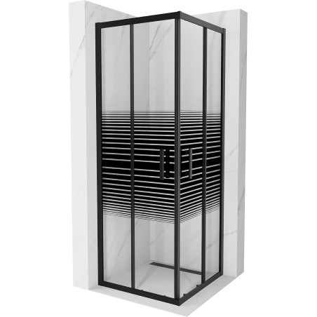 Mexen Rio cabină de duș pătrată 70 x 70 cm, benzi negre, negru - 860-070-070-70-20