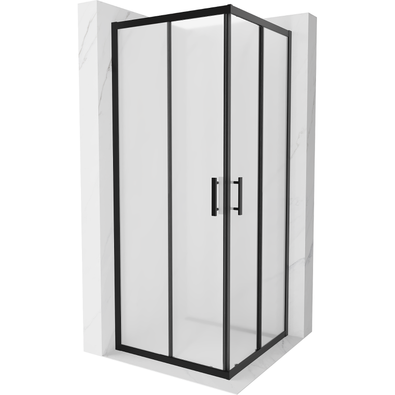 Mexen Rio cabina de duș pătrată 80 x 80 cm, mat, neagră - 860-080-080-70-30