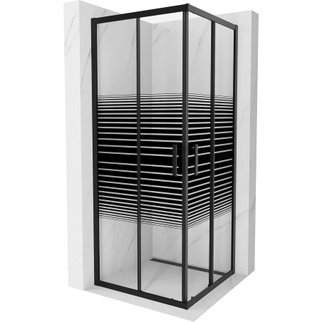 Mexen Rio cabină de duș pătrată 80 x 80 cm, benzi negre, negru - 860-080-080-70-20