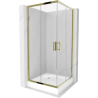Mexen Rio cabină de duș pătrată 90 x 90 cm, transparentă, aurie + cadă de duș, albă - 860-090-090-50-00-4510