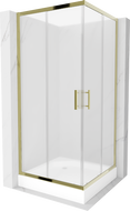 Mexen Rio cabină de duș pătrată 90 x 90 cm, Înghețat, Aurie + cadă de duș Rio, Albă - 860-090-090-50-30-4510