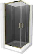 Mexen Rio 90 x 90 cm-es négyzet alakú zuhanykabin, grafit, arany + Rio zuhanytálca, fehér - 860-090-090-50-40-4510