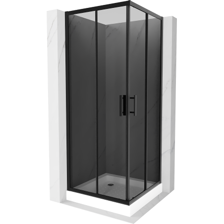 Mexen Rio cabină de duș pătrată 80 x 80 cm, grafit, neagră + cadă de duș, albă - 860-080-080-70-40-4510