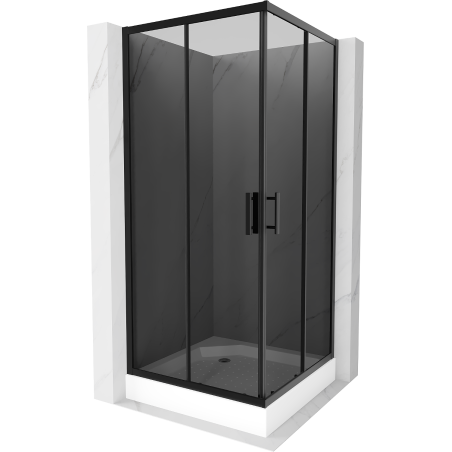 Cabină de duș pătrată Mexen Rio 90 x 90 cm, grafit, negru + cadă de duș Rio, alb - 860-090-090-70-40-4510