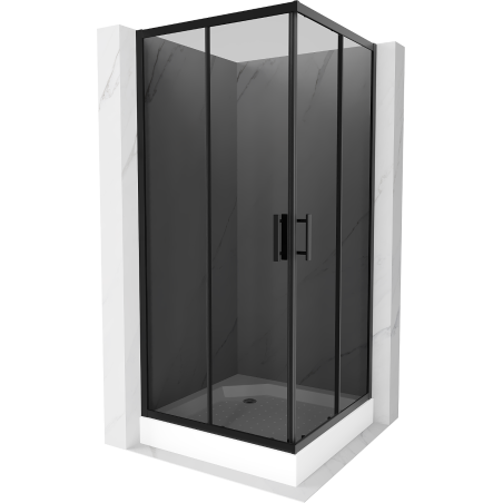 Mexen Rio cabină de duș pătrată 90 x 90 cm, grafit, neagră + cadă de duș, albă - 860-090-090-70-40-4510