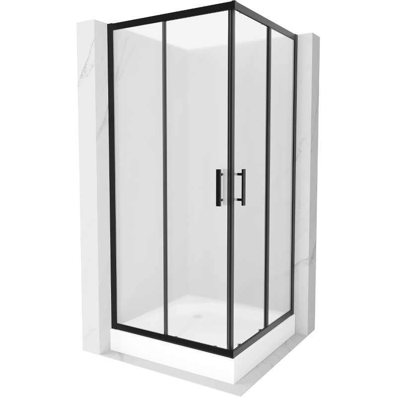 Mexen Rio cabină de duș pătrată 90 x 90 cm, mat, negru + cadă de duș Rio, alb - 860-090-090-70-30-4510