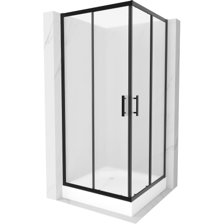 Mexen Rio cabină de duș pătrată 90 x 90 cm, mat, negru + cadă de duș Rio, alb - 860-090-090-70-30-4510