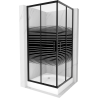 Cabină de duș Mexen Rio pătrată 90 x 90 cm, dungi negre, neagră + cădiță Rio, albă - 860-090-090-70-20-4510