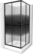 Mexen Rio cabină de duș pătrată 90 x 90 cm, Dungi, Neagră + cadă de duș Rio, Albă - 860-090-090-70-20-4510