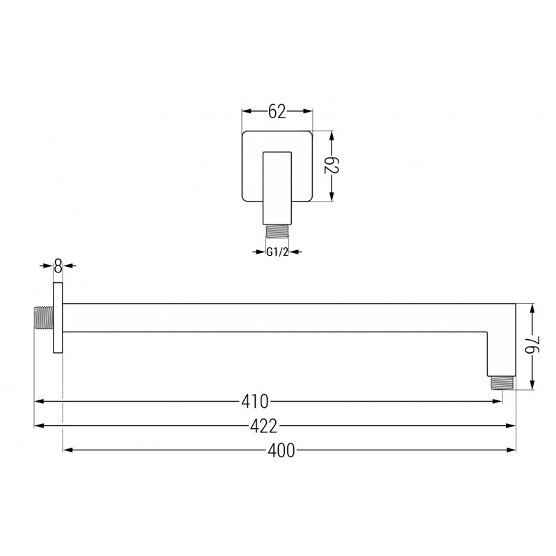 Mexen fali zuhanykar 40 cm-es falra szerelhető, króm - 79114-00