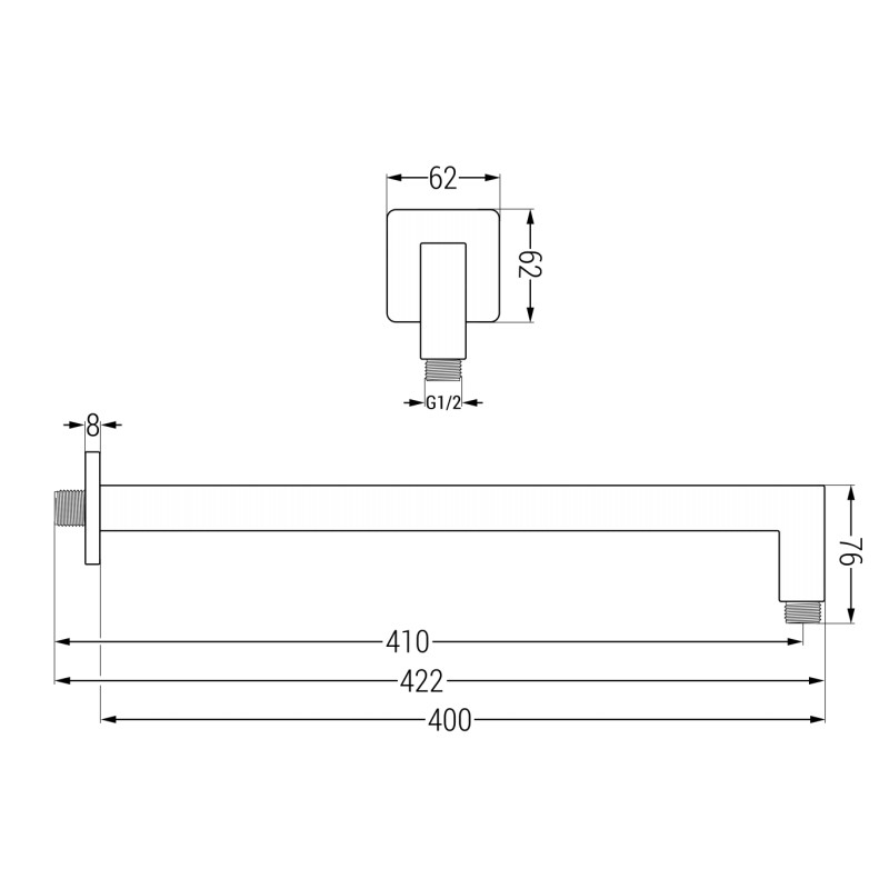 Mexen Uni braț de duș de perete 40 cm crom - 79114-00