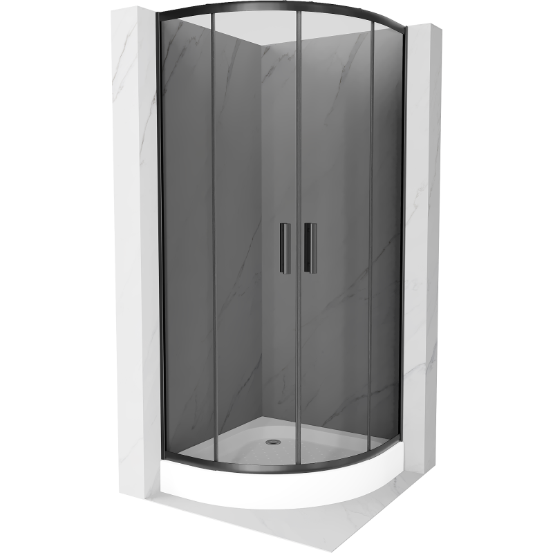 Cabina de duș Mexen Rio semirotundă 90 x 90 cm, grafit, negru + cada Rio, alb - 863-090-090-70-40-4710