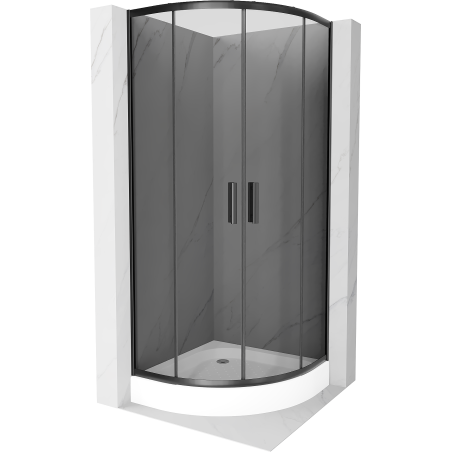 Cabina de duș Mexen Rio semirotundă 90 x 90 cm, grafit, negru + cada Rio, alb - 863-090-090-70-40-4710