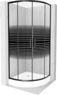 Cabină de duș Mexen Rio semi-rotundă 70 x 70 cm, fasii, neagră + cadă Rio, albă - 863-070-070-70-20-4710