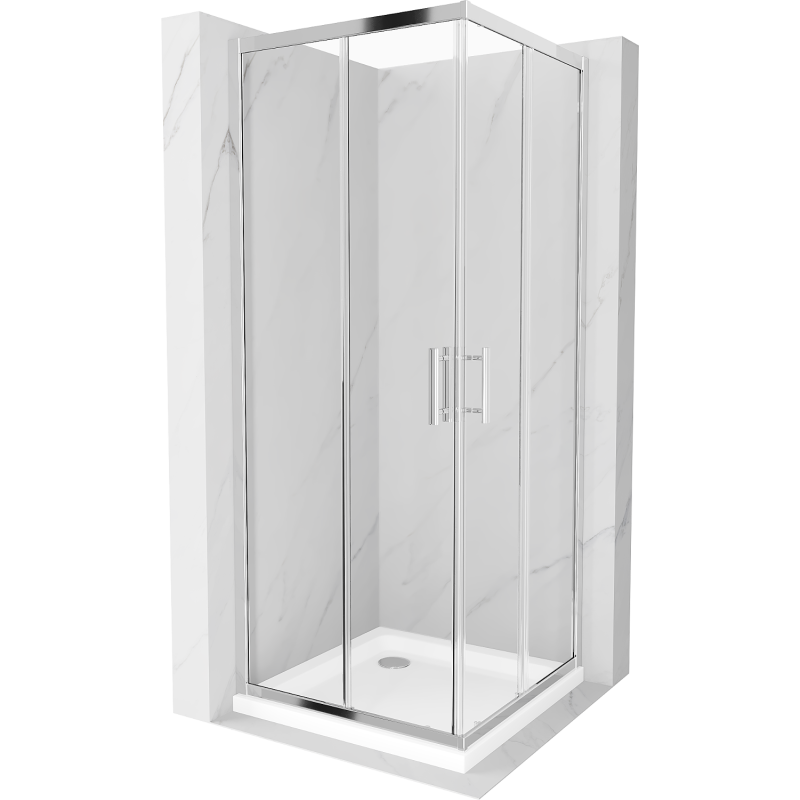 Mexen Rio cabină de duș pătrată 70 x 70 cm, transparent, Crom + cadă de duș Flat, Albă - 860-070-070-01-00-4010