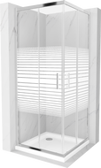 Mexen Rio cabină de duș pătrată 80 x 80 cm, Dungi, Crom + cadă de duș Flat, Albă - 860-080-080-01-20-4010