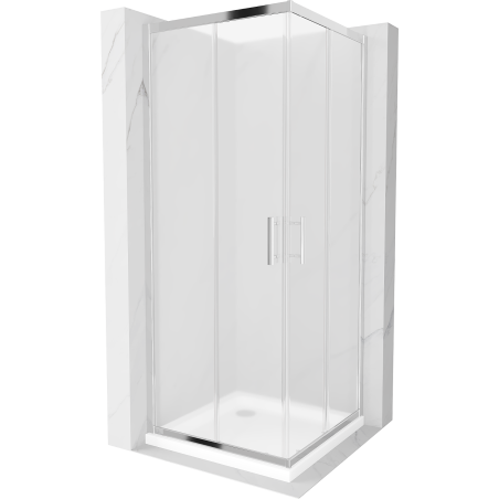 Mexen Rio cabină de duș pătrată 70 x 70 cm, Înghețat, Crom + cadă de duș Flat, Albă - 860-070-070-01-30-4010