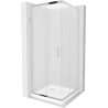 Mexen Rio cabină de duș pătrată 70 x 70 cm, Înghețat, Crom + cadă de duș Flat, Albă - 860-070-070-01-30-4010