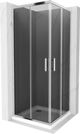 Mexen Rio cabină de duș pătrată 70 x 70 cm, grafit, crom + cădiță Flat, albă - 860-070-070-01-40-4010