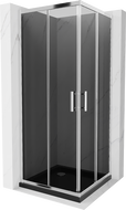 Mexen Rio cabină de duș pătrată 90 x 90 cm, grafit, crom + rigolă Flat, negru - 860-090-090-01-40-4070