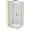 Mexen Rio cabină de duș pătrată 70 x 70 cm, transparentă, aurie + cadă de duș Flat, albă - 860-070-070-50-00-4010G