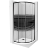 Cabină de duș semicirculară Mexen Rio 90 x 90 cm, benzi negre, neagră + cadă Flat, alb - 863-090-090-70-20-4110B
