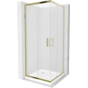 Mexen Rio cabină de duș pătrată 70 x 70 cm, înghețat, auriu + cadă plată, alb - 860-070-070-50-30-4010G