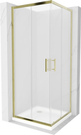 Mexen Rio cabină de duș pătrată 70 x 70 cm, Înghețat, Aurie + cadă de duș Flat, Albă - 860-070-070-50-30-4010G