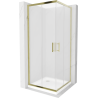 Mexen Rio cabina de duș pătrată 80 x 80 cm, mat, aurie + cadă de duș Flat, alb - 860-080-080-50-30-4010G