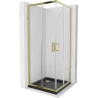 Mexen Rio cabină de duș pătrată 80 x 80 cm, transparentă, aurie + cadă Flat, neagră - 860-080-080-50-00-4070G