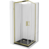 Mexen Rio Cabină de duș pătrată 90 x 90 cm, transparent, auriu + cadă de duș Flat, neagră - 860-090-090-50-00-4070G