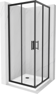 Mexen Rio cabină de duș pătrată 70 x 70 cm, transparent, Neagră + cadă de duș Flat, Albă - 860-070-070-70-00-4010B