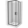 Mexen Rio cabină de duș pătrată 80 x 80 cm, transparent, negru + cadă Flat, alb - 860-080-080-70-00-4010B