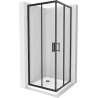 Mexen Rio cabina de duș pătrată 90 x 90 cm, transparentă, neagră + cadă de duș Flat, albă - 860-090-090-70-00-4010B
