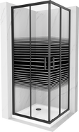 Mexen Rio cabină de duș pătrată 80 x 80 cm, Dungi, Neagră + cadă de duș Flat, Albă - 860-080-080-70-20-4010B
