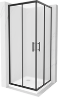 Mexen Rio cabină de duș pătrată 70 x 70 cm, Înghețat, Neagră + cadă de duș Flat, Albă - 860-070-070-70-30-4010B